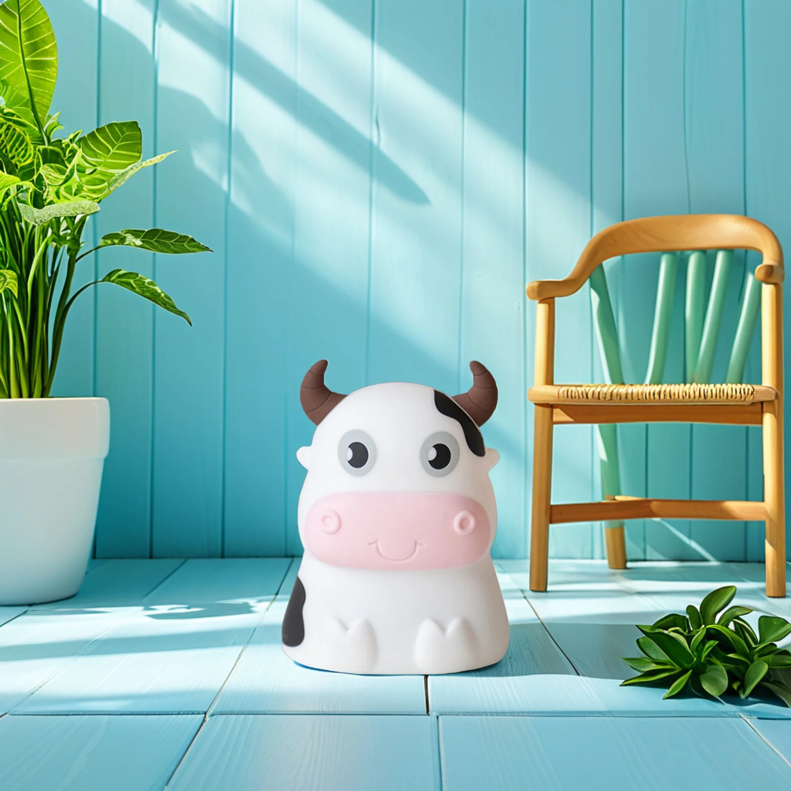 

Cow Shaped Night Light Silicone Lamp for Bedroom Nursery Kids Friendly Operated Cartoon Desk Decor Gift