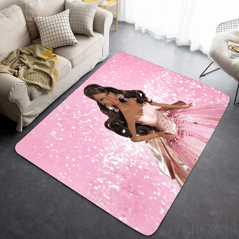 Kawaii Barbie Pattern Cartoon Rug Carpets 80x120cm Decor for Bathroom Kids Floor Mat Living Room Children's Bedroom Sofa