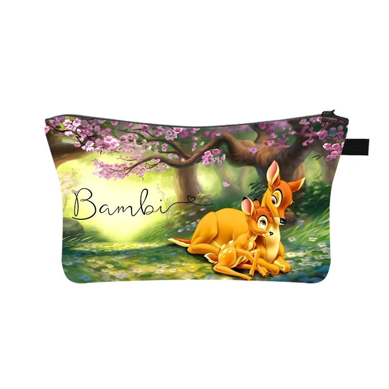 Bambi Makeup Bags Cartoon Girls Cosmetics Zipper Pouch For Travel Ladies Pouch Women Cosmetic Bag