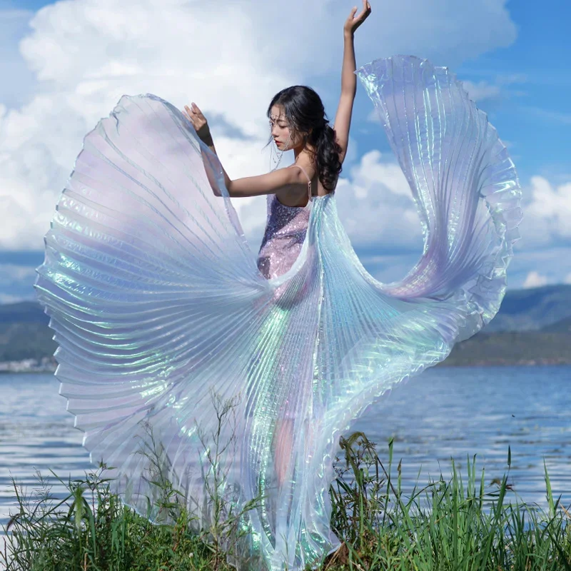 The style adult belly dance Gold wing transparent color streamer gauze Butterfly wing clothing photo