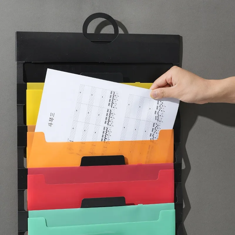 Folders A4 Office Portable Hanging Storage Bag 6 Pockets Expanding File Folder Wall-mounted Colorful Expanding Container
