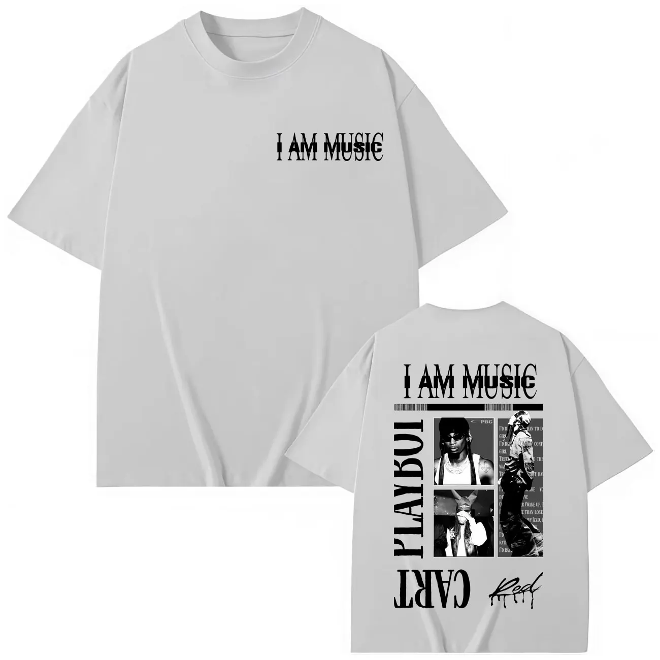 Playboi Carti أنا موسيقى 2025 ألبوم جديد طباعة تي شيرت موضة الهيب هوب تي شيرتات قصيرة الاكمام الرجال النساء الملابس المتضخم تي شيرت #6