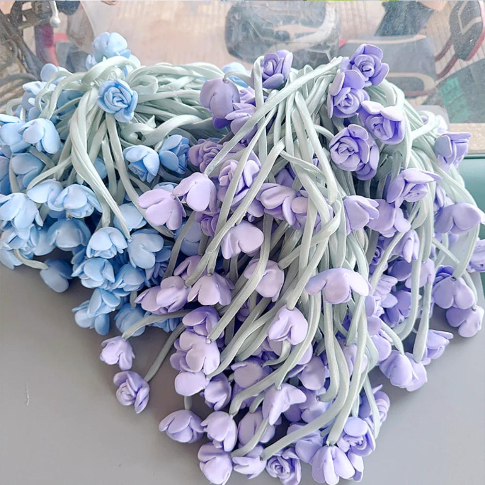 1pc 패브릭 더블 엔드 백합 꽃 새싹 꽃 장식 패치 DIY 스커트 옷 배낭 펜던트 수제 액세서리