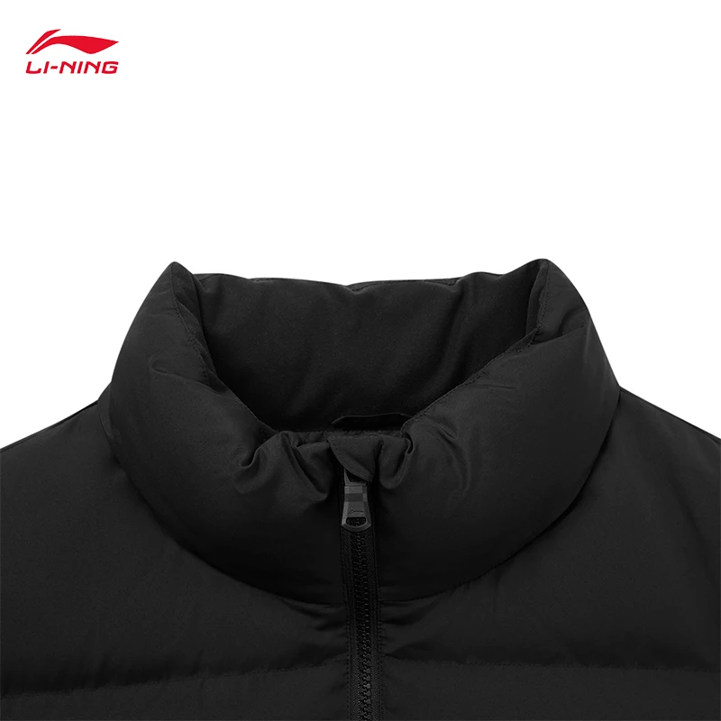 LI-NING Fitness series męska kurtka puchowa z krótkim rękawem LN WATER PROOF, dopasowany krój 3D, zimowa kurtka bawełniana AYMV215