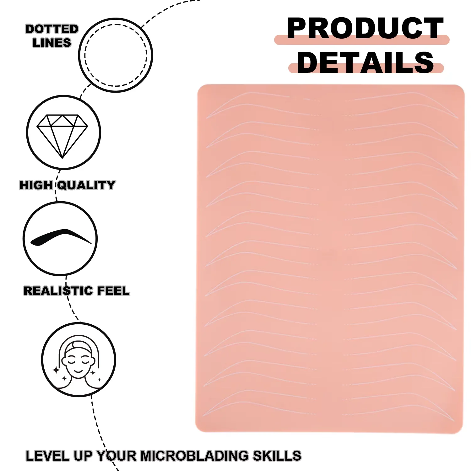 Eyebrow Practice Skin PMU Silicone Training Pad with Eyebrow Outline for Permanent Makeup Tattoo Artists Eyebrow Training Tattoo
