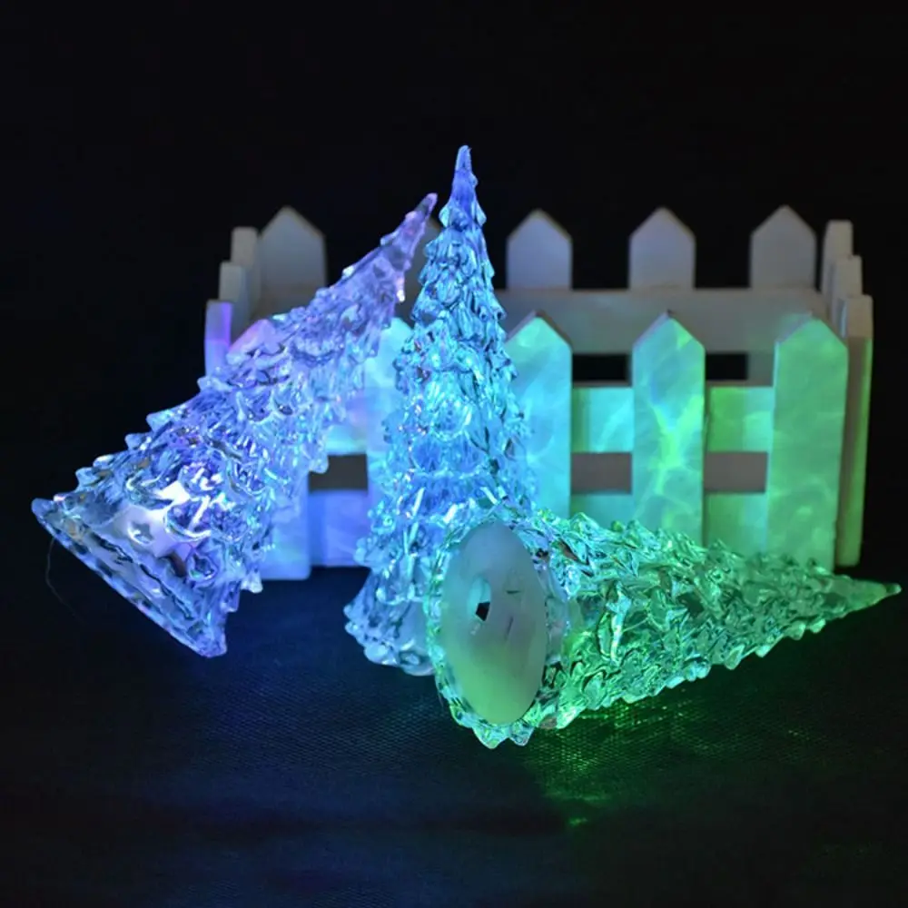 Christmas Decoration Colorful Light Christmas Tree LED Light Glowing Flashing Night Light Acrylic Tabletop Lamp New Year