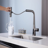 Multifunctional Pull-Out Waterfall Kitchen Faucets Rotatable Kitchen Sink Water Tap Kitchen Accessorie with Digital Display