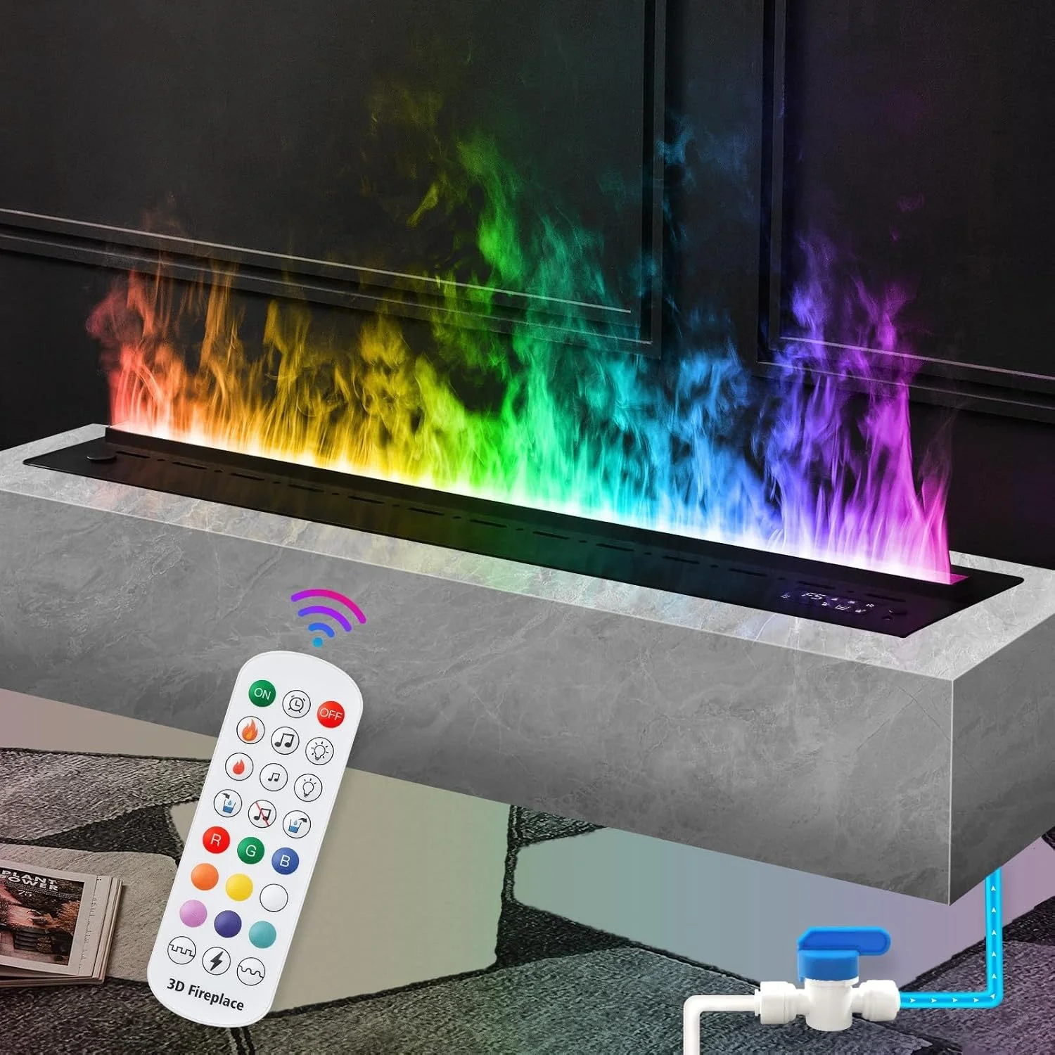 Manufacturer Supply Custom Size 3d Atomization Electric Water vapor Fire Steam Fireplace Smart Fireplace