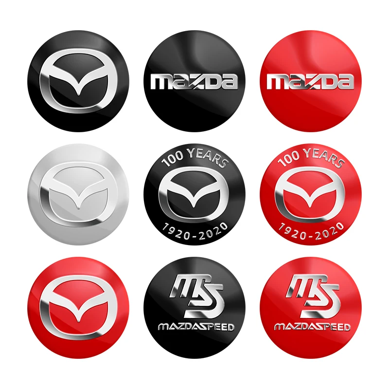 4pcs 56mm Car Wheel Center Hub Caps Cover Rim Exterior Decals Stickers Badge For Mazda 5 6 Axela CX-5 CX-7 MX-5 Auto Decoration