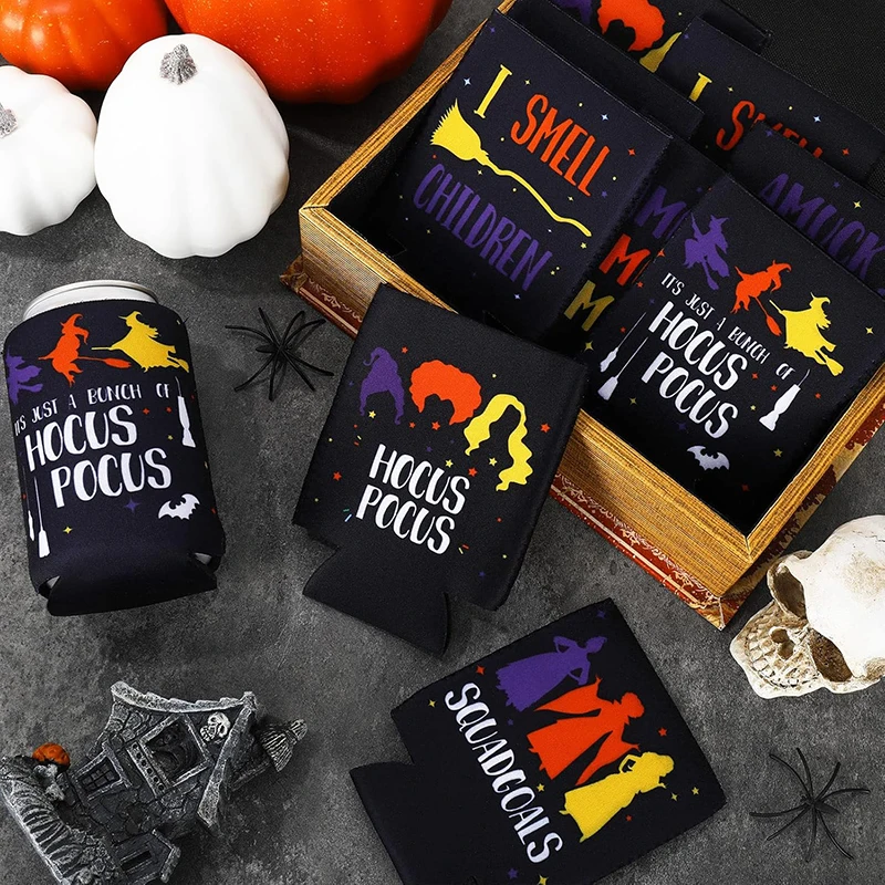 Hocus Pocus Witch Beer Can Cooler fall October autumn Happy Halloween eve party table centerpiece home decoration sign gift