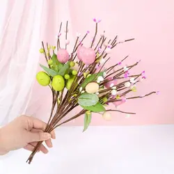 Easter Artificial Flowers Easter Decoration Colorful Painting Bird Eggs Fake Plant DIY Room Table Ornaments for Easter