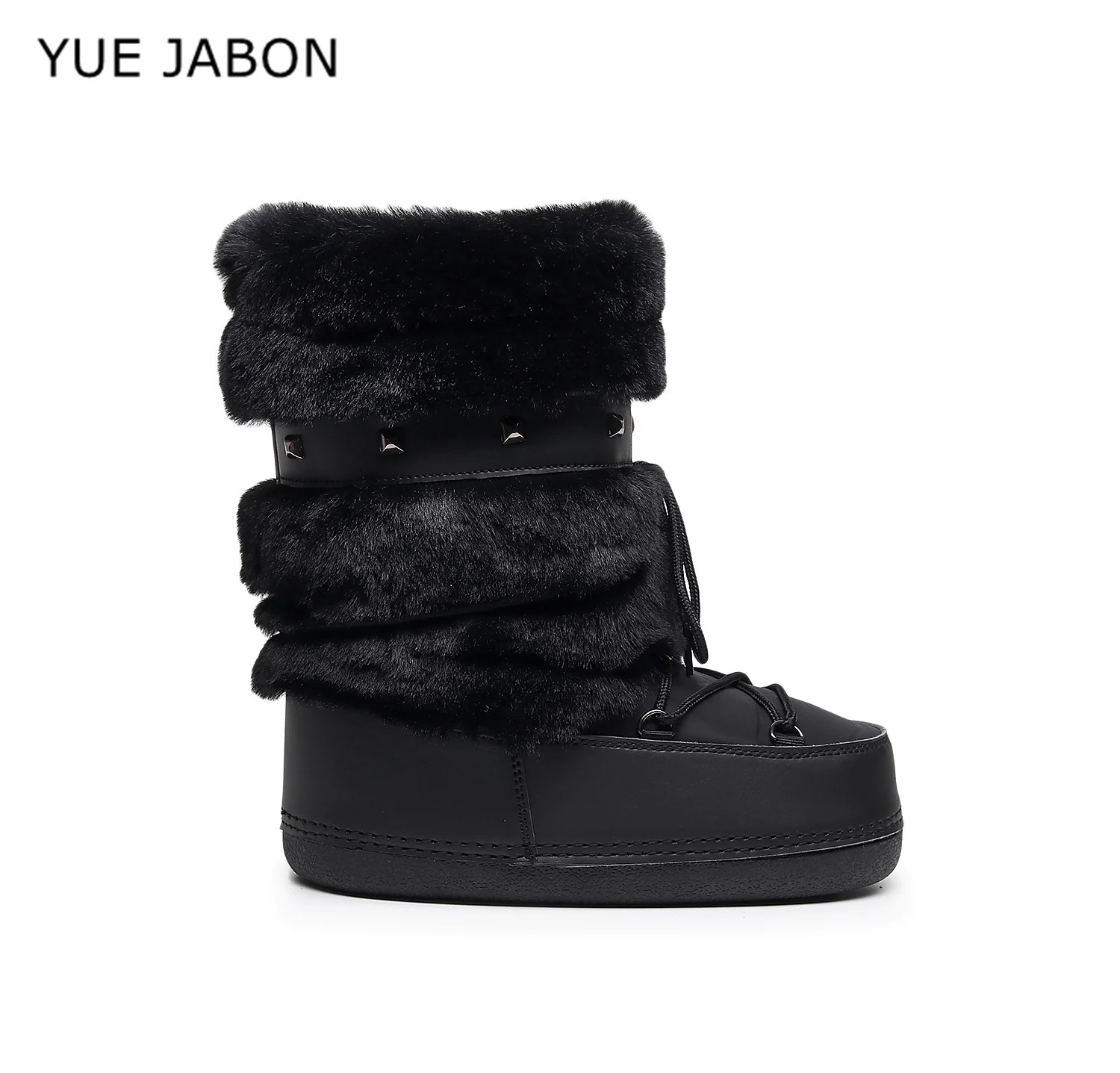 أسود المرأة فروي الأحذية الجديدة الدافئة التزلج الشتاء أحذية النساء الفضاء الأحذية العصرية السيدات أحذية الشتاء عدم الانزلاق الفتيات الثلوج الأحذية