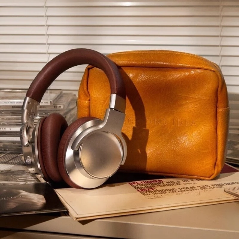 Noise canceling bluetooth headset American retro head-mounted wireless music all-inclusive ear plug-in cable dual mode