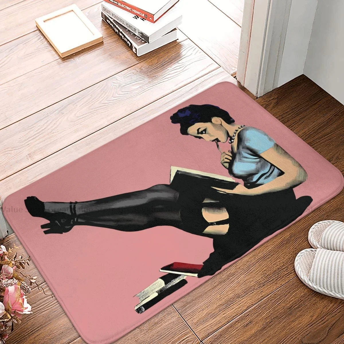 Pin Up Girl Non-slip Doormat Living Room Mat Cute Librarian Hallway Carpet Entrance Door Rug Indoor Decor