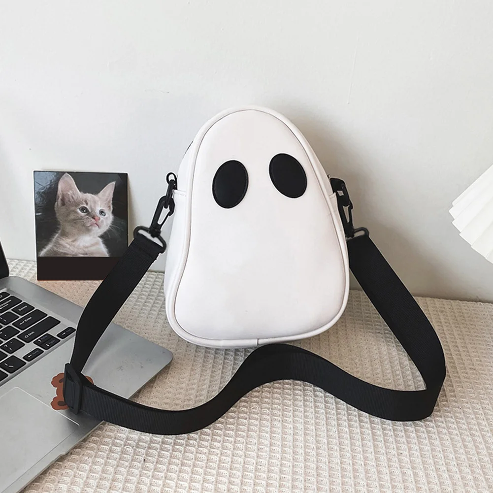

Ghost Funny Leather Shoulder Bag Lovely Fun Devil Fashion Messenger Handbags Small Portable Casual Satchel Bag Zipper for Travel