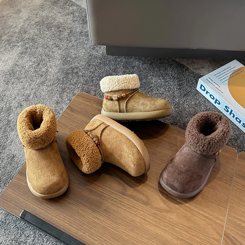 

Children's snow cotton shoes winter new style with plush and thickened children's snow boots cotton boots