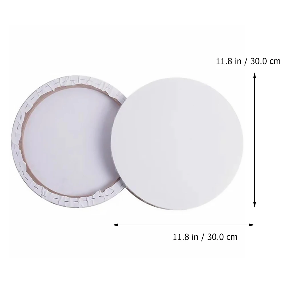 

2 Pcs Round Stretched Canvas Panels For Oil Painting, Cotton Artist Canvas, High Quality Wood Backing, Perfect Gift For Painters