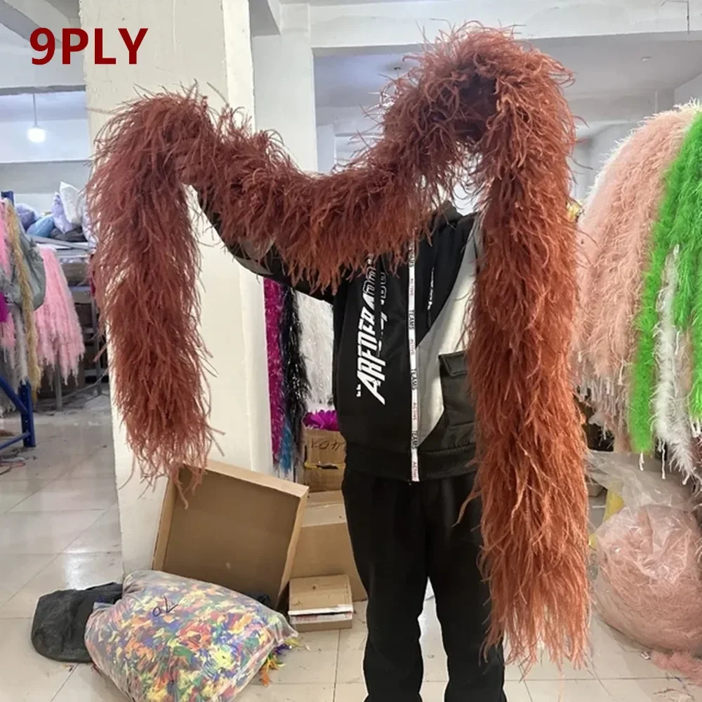 2 6 9 10 35 Ply Fluffy Ostrich Feather Boa 2 Meters Natural Ostrich plumes Shawl Wedding Dress Sewing Decorative Shawl Trimming