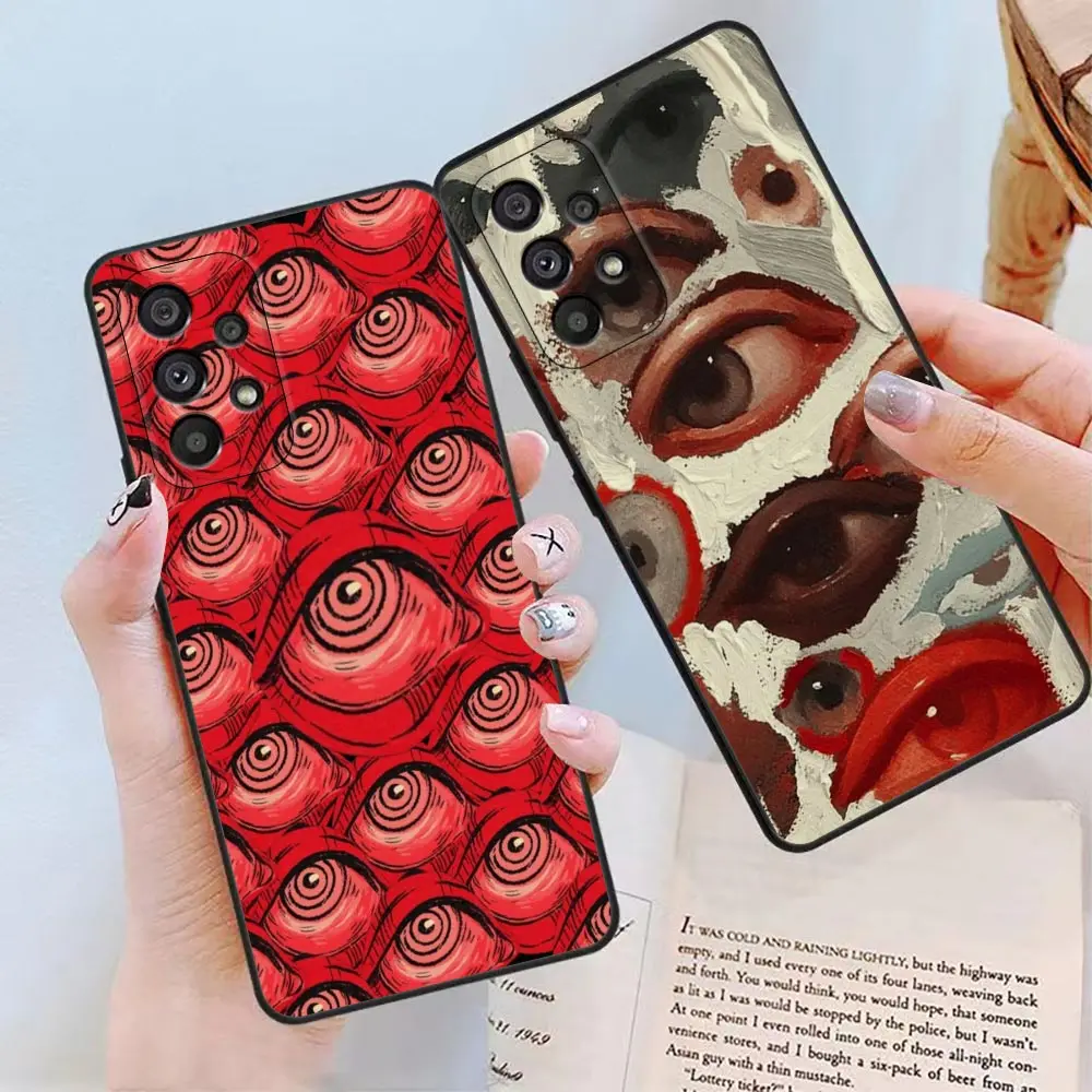 Black Scary Face Eyes Case For Samsung A52 A72 A32 A90 A80 A72 A71 A70 A60 A54 A53 A51 A50 A42 A34 A33 A23 A22 A21S A14 5G Cover