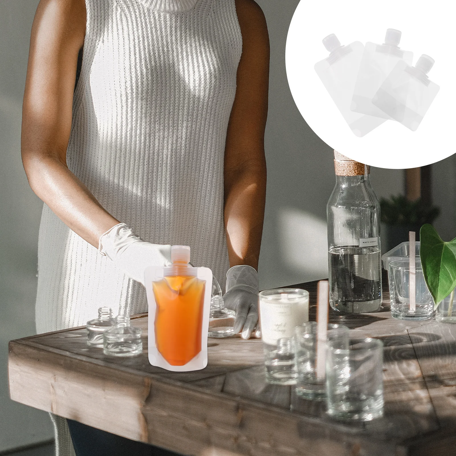 

24Pcs Cosmetics Storage Bag Reusable Lotion Pouch with Nozzle Stand-Up Design for Travel Skincare Organization