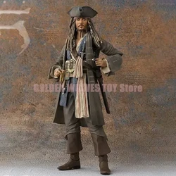 Anime Movies Pirates Of The Caribbean Salazar's Revenge Shf Action Figure 15cm Jackie Sparrow Captain Johnny Depp Model Toy Gift