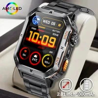 2025 nuevo Original 2,01 ""Bluetooth llamada militar reloj inteligente hombres 1000mAh deportes al aire libre Fitness Tracker Monitor de salud Smartwatch