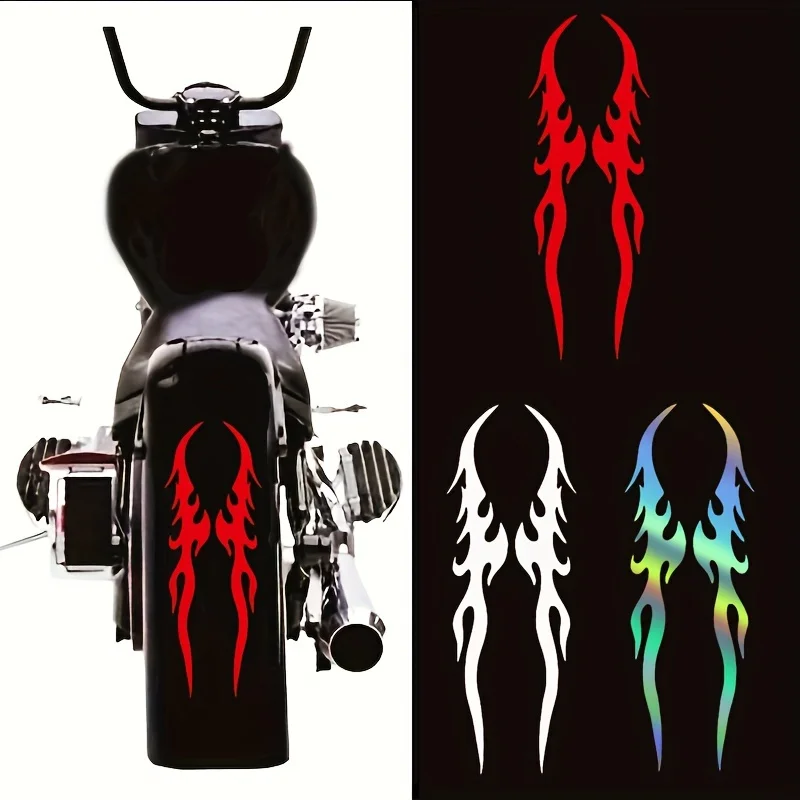 

Flame Vinyl Stickers, Waterproof Reflective Decals for Motorcycle Fuel Tank and Fender Decor