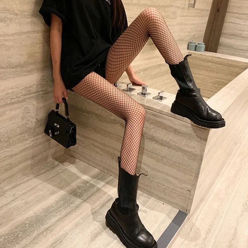 ผู้หญิงเซ็กซี่ Fishnet Pantyhose ถุงน่องตาข่าย Hollow Out Transparent Slim Pantyhose เอวสูงสุทธิหลุมถุงน่องสีดําถุงน่อง