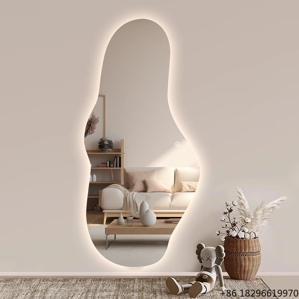 

Irregular Curved Large Decor Mirror Full Body Mirror Modern Smart Vanity Mirror for Bathroom Home Decor Wholesale
