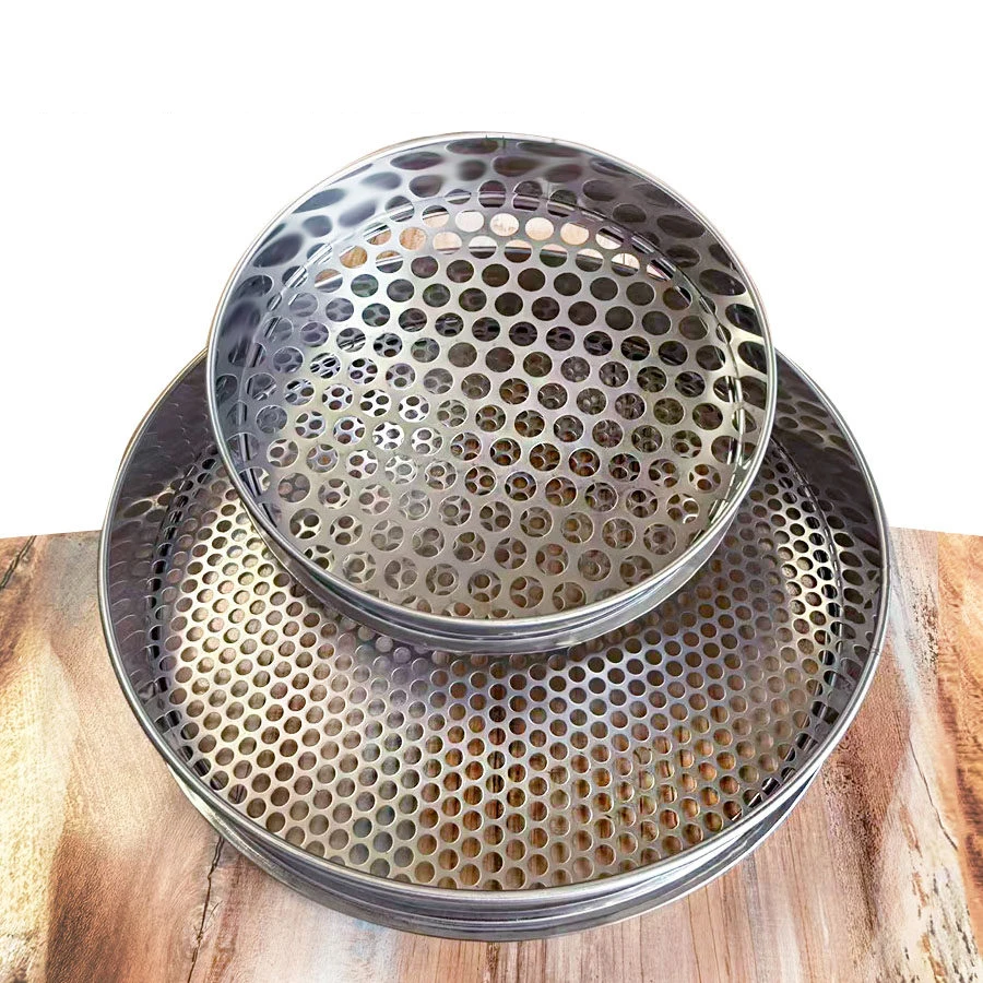 Dia 30cm 304SS Standard Lab Test Sieve Round Hole Perforated Filter Strainer