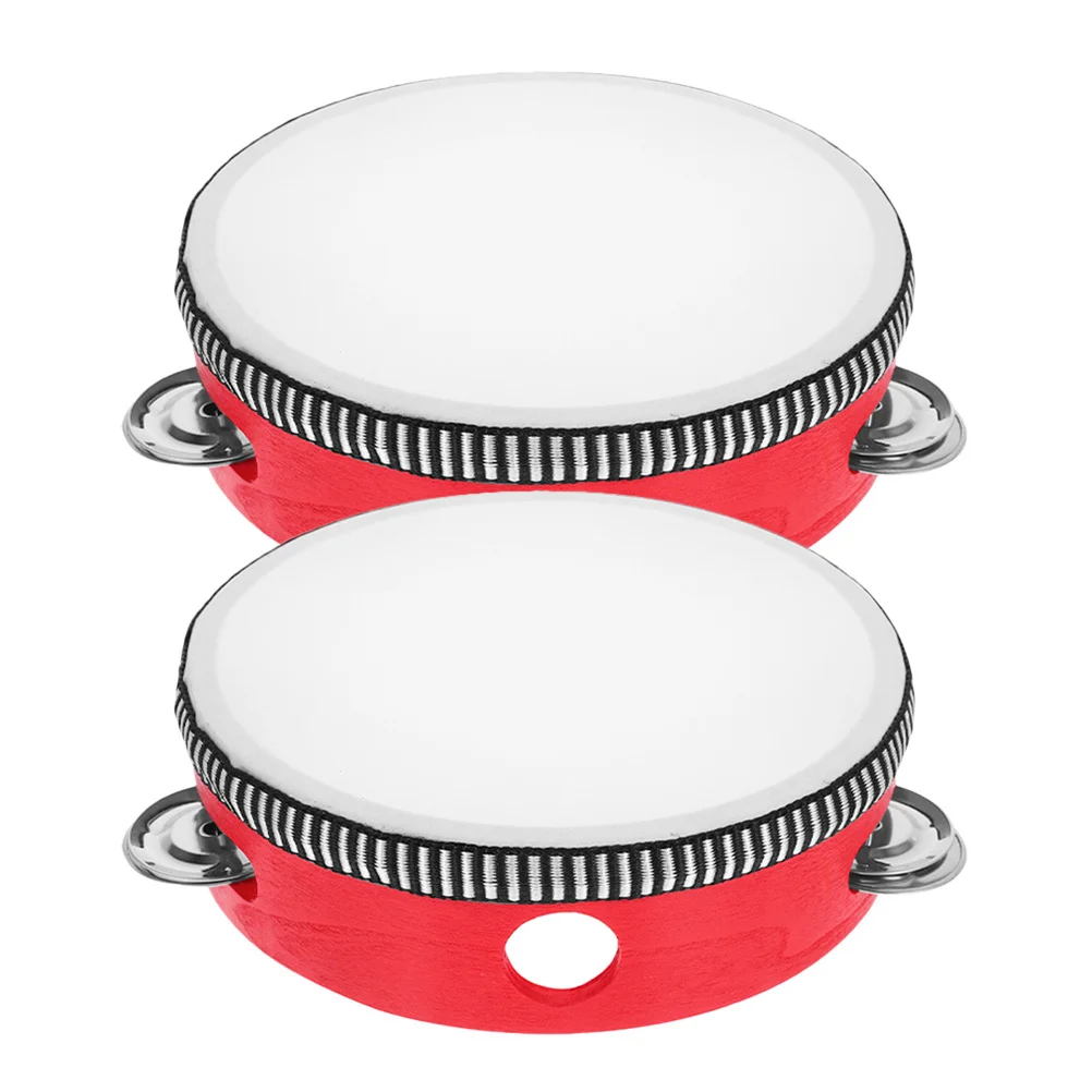 2 قطعة طبلة الدف اليدوية خفيفة الوزن المحمولة الأطفال أدوات قرع لتعلم الموسيقى تطوير الإيقاع و #5