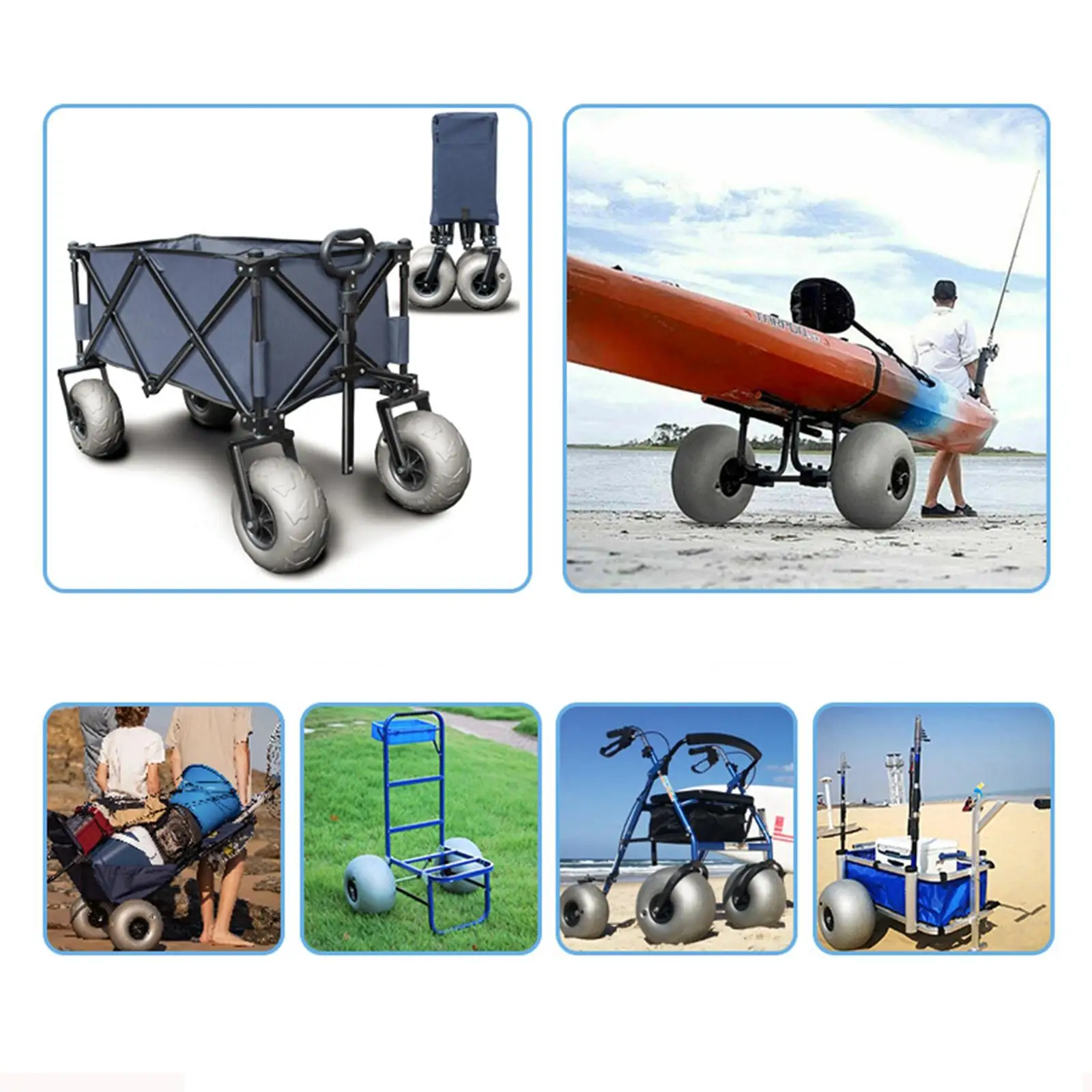 バルーンホイール45kg高耐荷重ローリングビーチカヤックトロリープロ仕様頑丈高性能カートビーチカートホイール