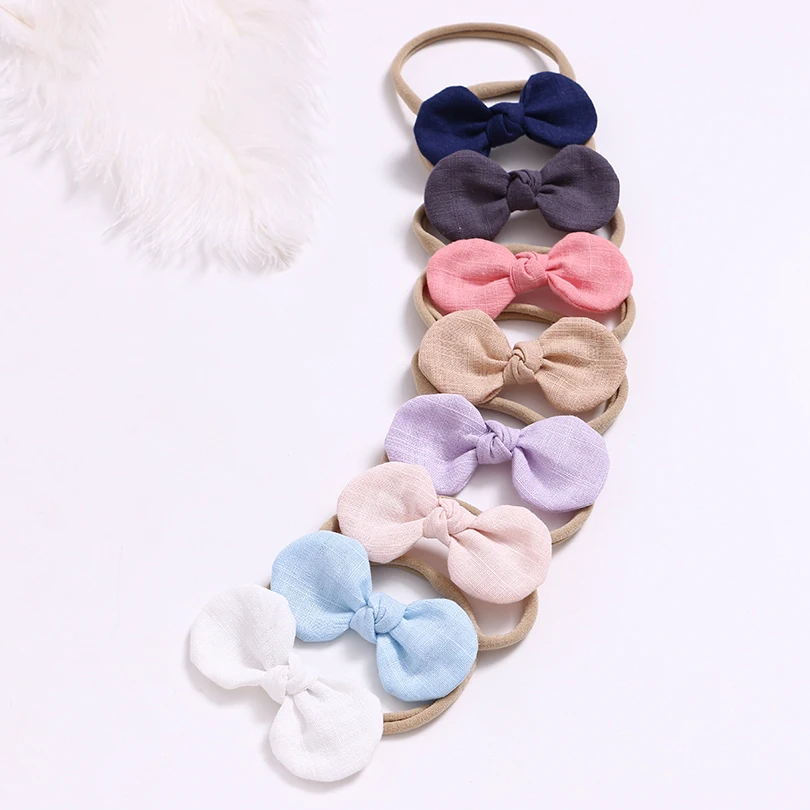 Headbands Baby Girls Solid Cotton Bow Newborn Headbands Nylon Traceless Baby Turban Girls Cute Kids Headwear Hair Accessories