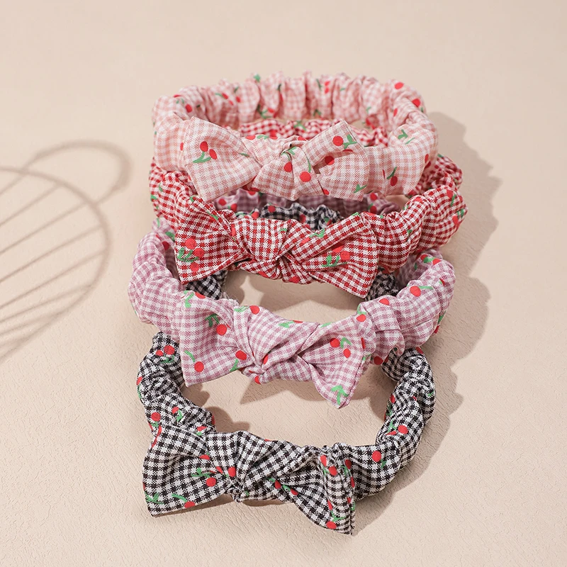 Plaid Sweet Cute Bow Headband for Baby Girls Newborn Polyester Headbands Toddler Elastic Soft Hair Band Infant Hair Accessories