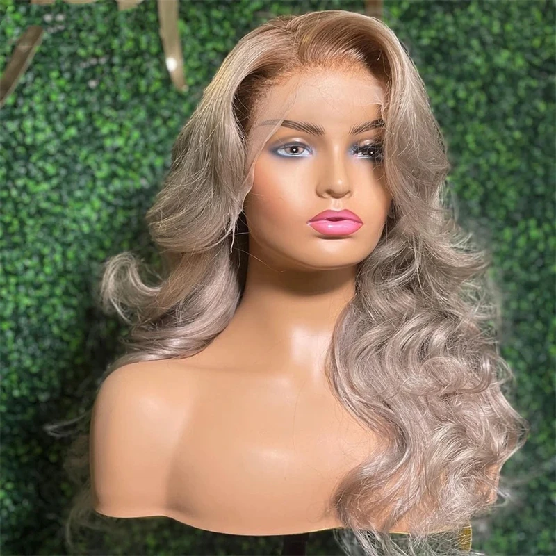 13x6 HD Transparent Lace Frontal Wigs Honey Blonde Ombre Colored Lace Front Wig Wavy Pre Plucked Ash Blonde Human Hair For Women