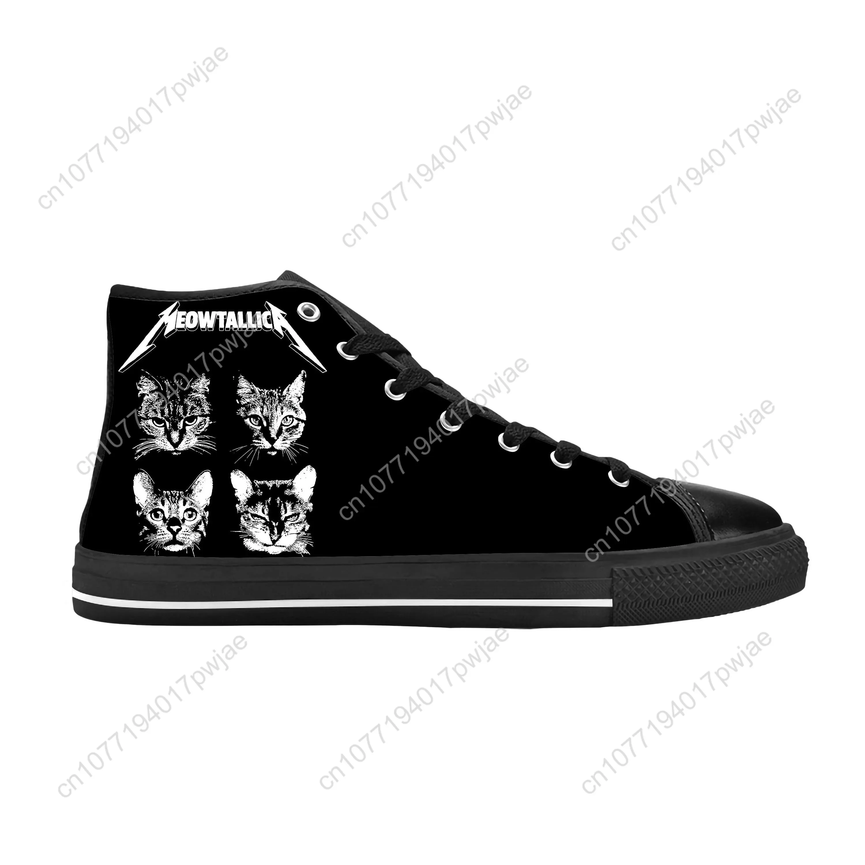 Cat Meowtallica Heavy Metal Rock Band Music Funny Casual Cloth Shoes High Top Comfortable Breathable 3D Print Men Women Sneakers
