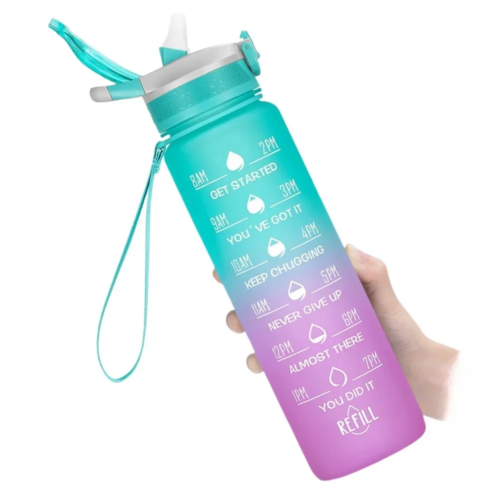 

Water Bottles with Removable Straw & Time Marker, 750ML Sports Bottles with BPA Free, Leakproof Water Jug for Fitness