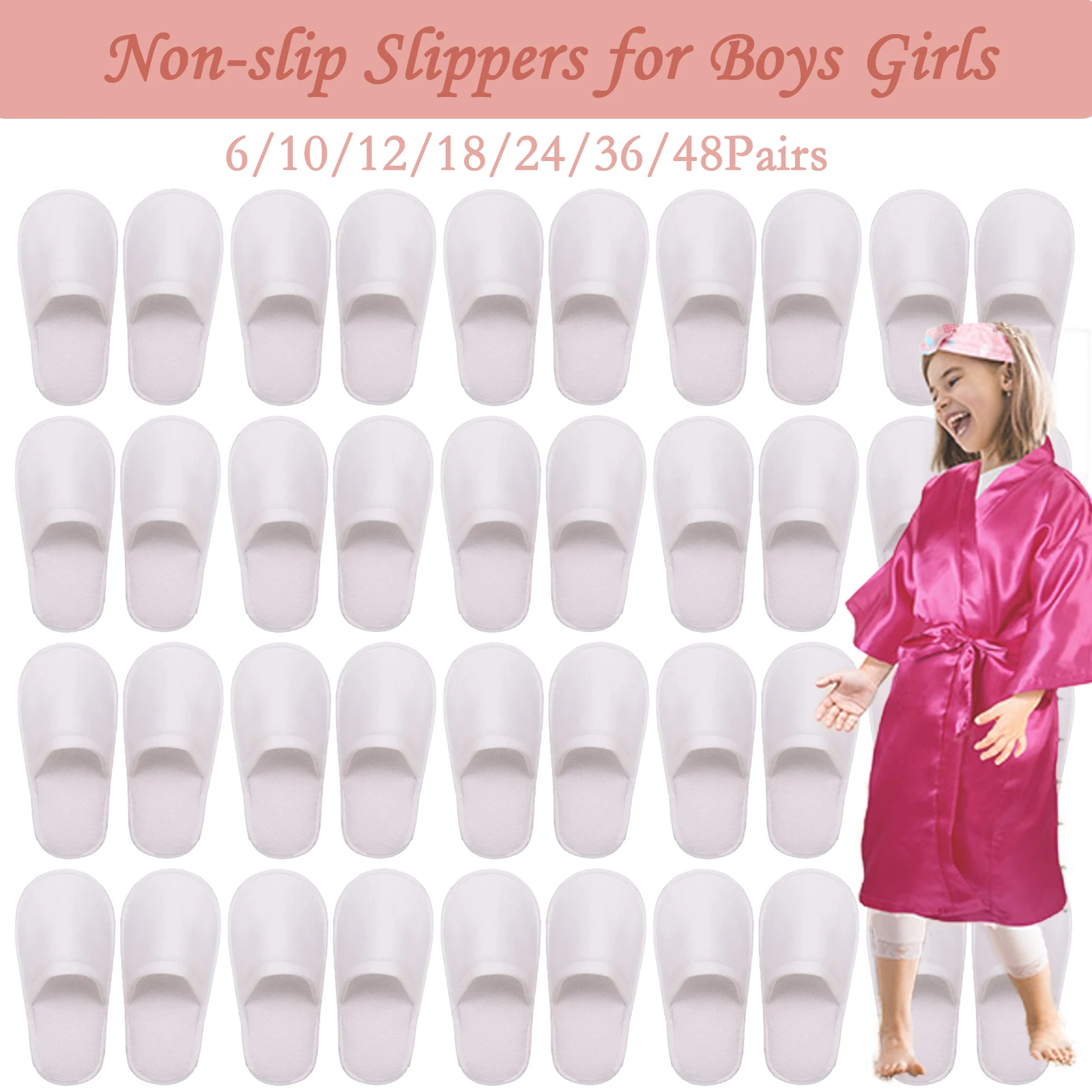 

6-48 Pairs Kids Disposable Slippers for Guests Child Birthday Party Favors Spa Party Supplies Gift for Boys Girls House Hotel