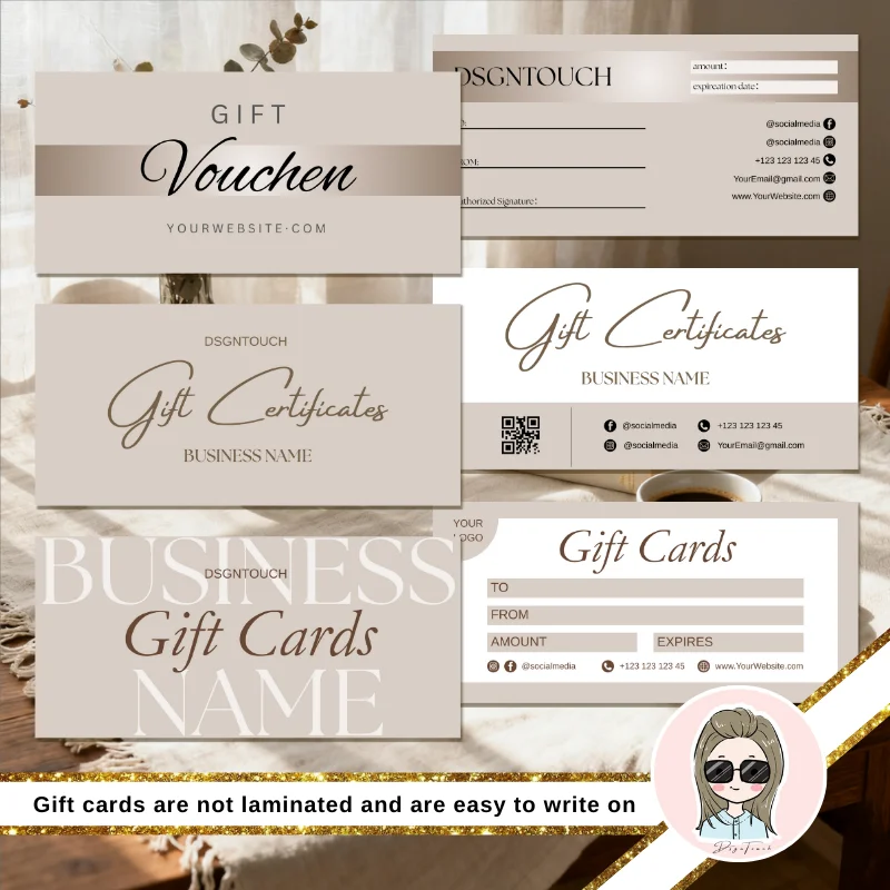 Salon Gift Cards 200 PCS Custom Printing 300GSM Paper Free Design Printable Salon Gift Certificate Template Service DSGNTOUCH