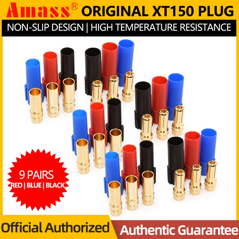 9 Pairs Original AMASS XT150 Connector Adapter Plug 6mm Male/Female Large Current High Rated Amps For RC LiPo Battery