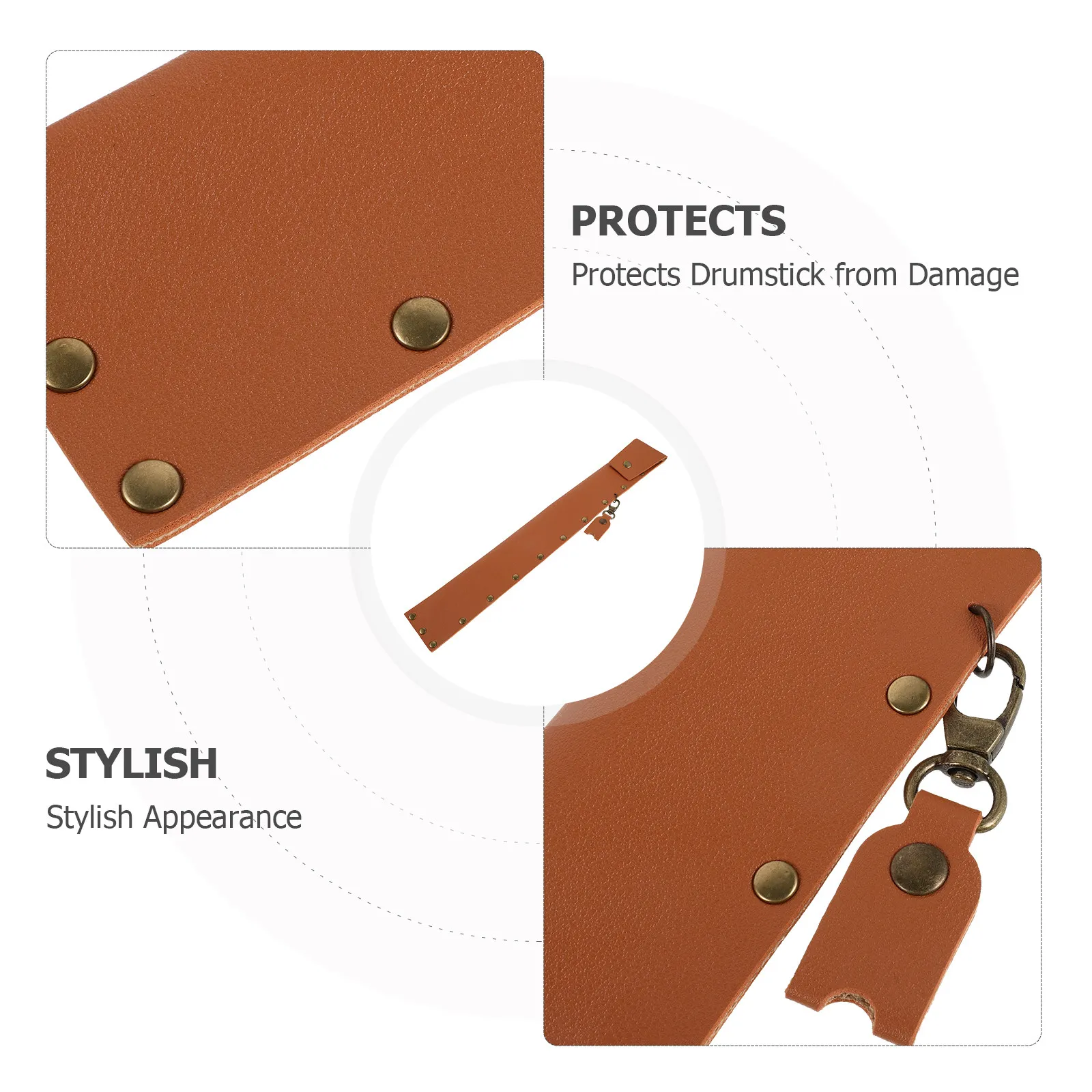 Picture 5: PU Drumstick Storage Case Stud Design Portable Drumstick Holder Mallet Bag Organizer for Percussion Drum