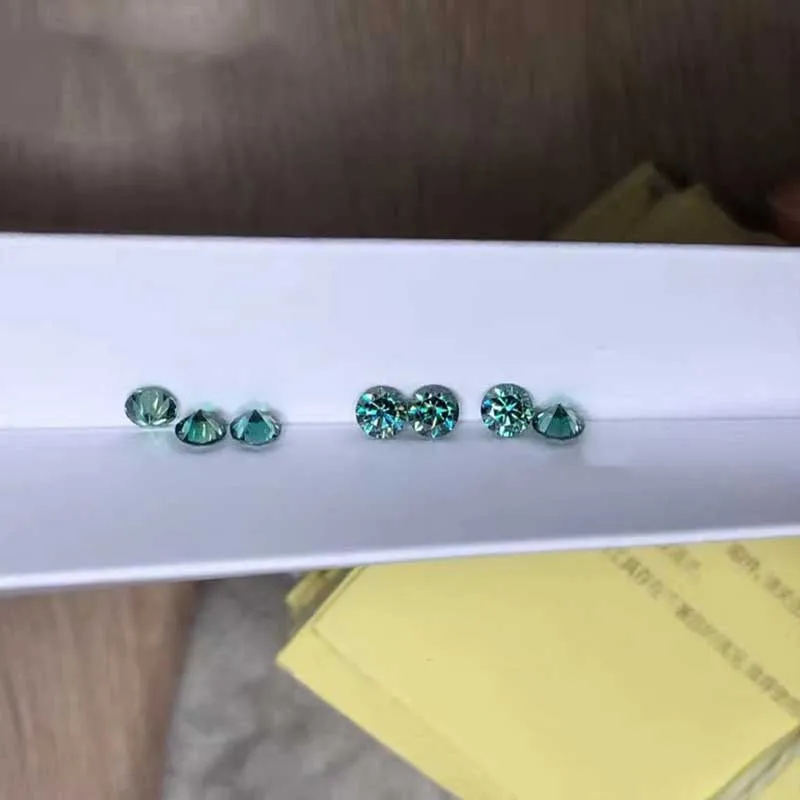 0.5-5ct Dark Blue Green Color Round Moissanite Loose Stones 8 Heart 8 Arrow Pass Tester Synthesis Moissanite for Diy Jewelry