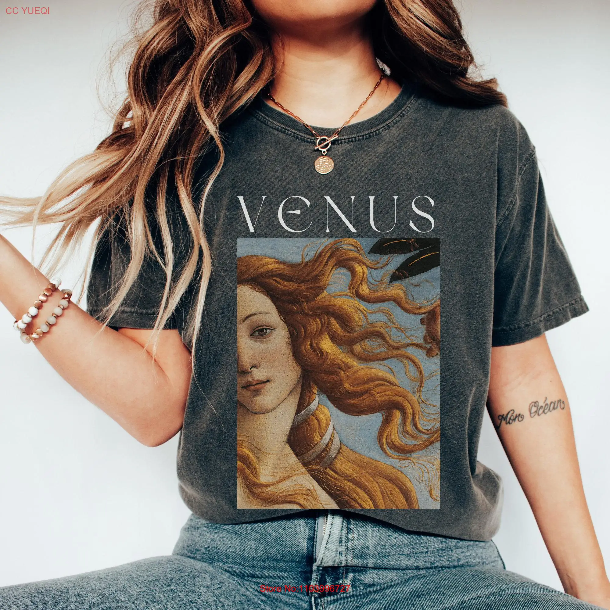

Botticelli T Shirt Birth of Venus Art lover Famous Painting Crewneck Trendy Aesthetic Clothing s long or short sleeves