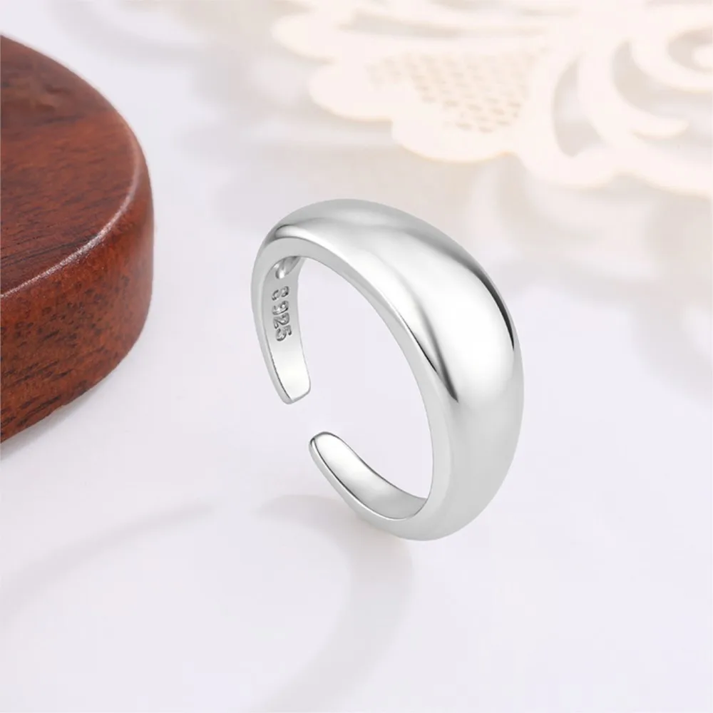 PANJBJ 925 Sterling Silver Rings for Women Curve Vintage Wedding Trendy Jewelry Large Adjustable Classic Ring Dropshipping