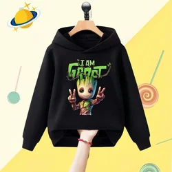 Marvel Gru Kids Hoodie Guardians of the Galaxy Cartoon Print Autumn/Winter Long Sleeve Sweatshirt Boys Girls Kawaii casual top