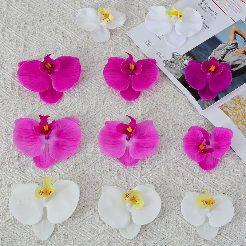 10 Uds Phalaenopsis mariposa Artificial orquídeas cabezas de flores falsas decoración de boda para decoración de la habitación del hogar accesorio de regalo