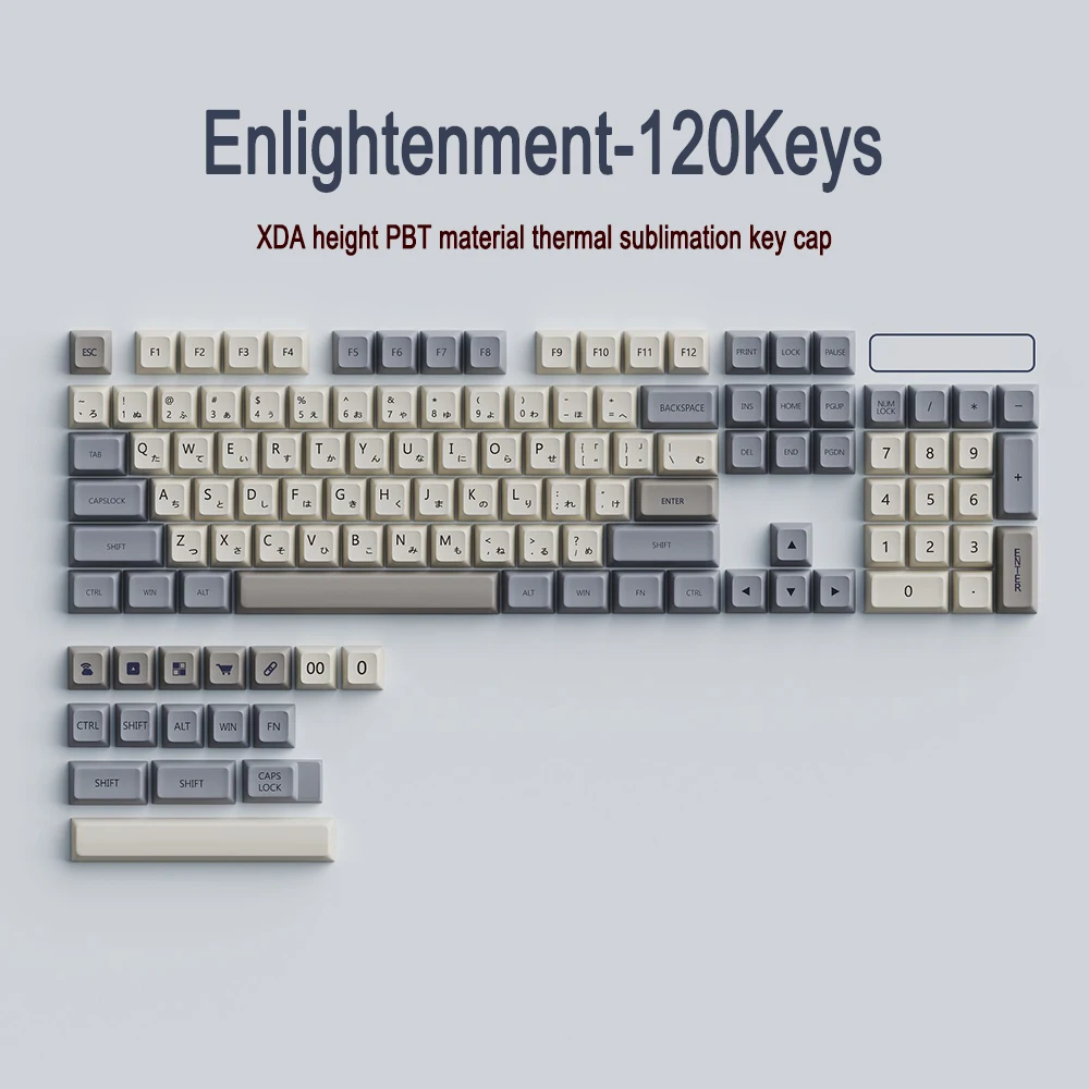 

Enlightenment Keycap Set XDA 120keys Dye Sub Retro PBT Full Key Caps for MX Mechanical Keyboard RK Filco Ducky NJ80 68 Layout