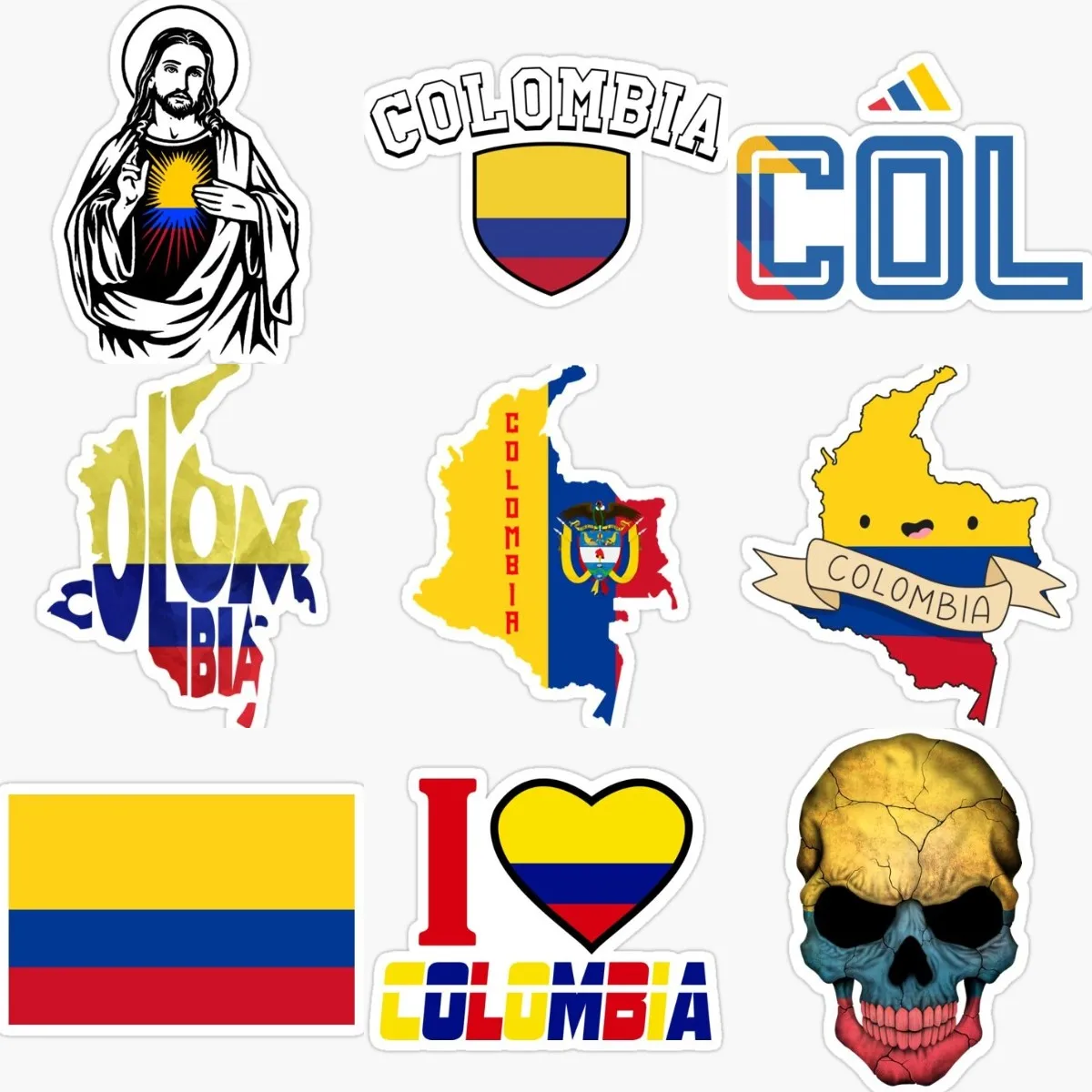 Colombia COL Flag Map Creative Stickers Vinyl Car Bumper Laptop Window Bicycle Bicycle Off-road Racing Helmet Decal Customized