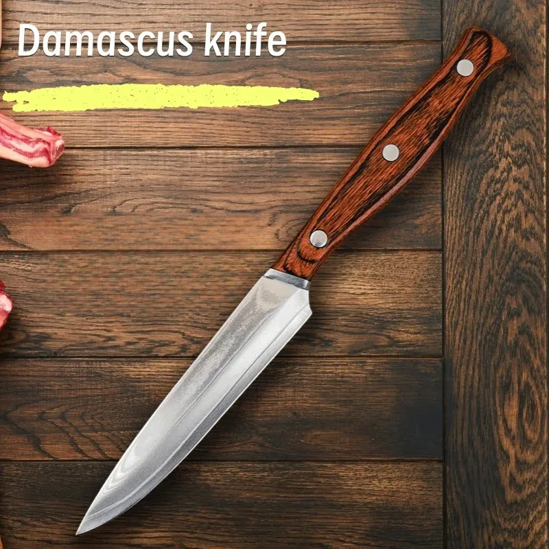 67-Layer Damascus Steel VG10 Steak Knife - Premium Wood Handle Chef Cutlery with Protective Sheath, Luxury Kitchen Gift Set