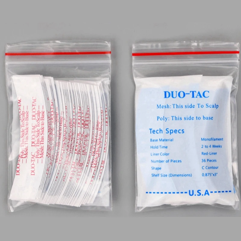 36 Stk/zak Super Sterke Duo-Tac Pruik Dubbele Tape Slitten Lijn Zijdige Zelfklevende Verlenging Haar Strips Voor Toupet/Kant Pruik Duurzaam